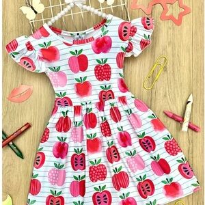 Boutique Apple Print Kids Dress sz 10 nwot